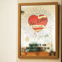 Couples Sunburst Heart Personalised Mirror Print, thumbnail 4 of 6