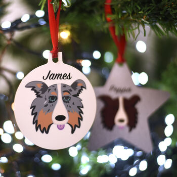Border Collie Dog Personalised Christmas Decoration, 8 of 10