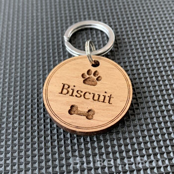 Personalised Wooden Round Pet ID Tag, 6 of 8