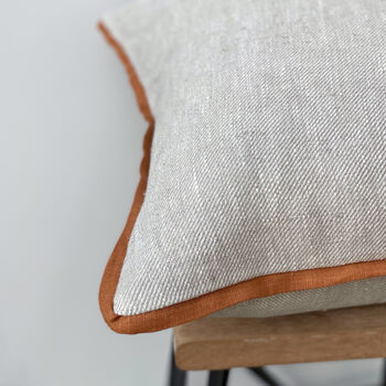 Terracotta Edge Linen Cushion Cover, 5 of 5