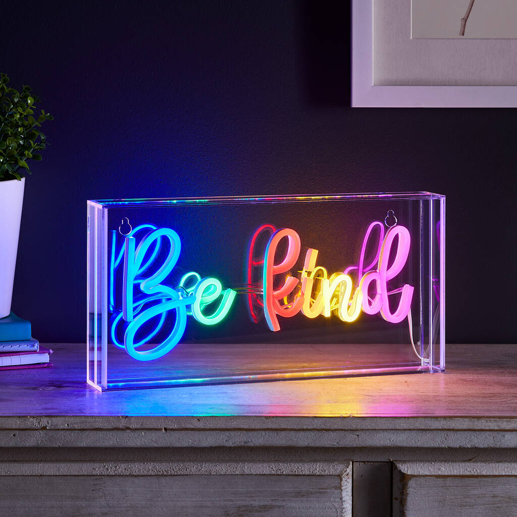 Be Kind Neon Box Light By Lights4fun | notonthehighstreet.com