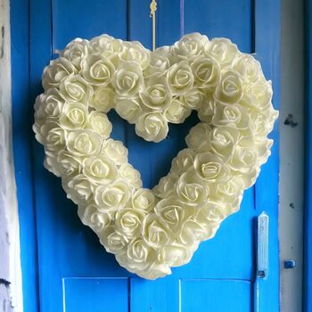 Handmade Heart Shaped Artificial Rose Wreath, 5 of 6