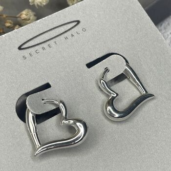 Sterling Silver Heart Hoop Earrings, 6 of 12