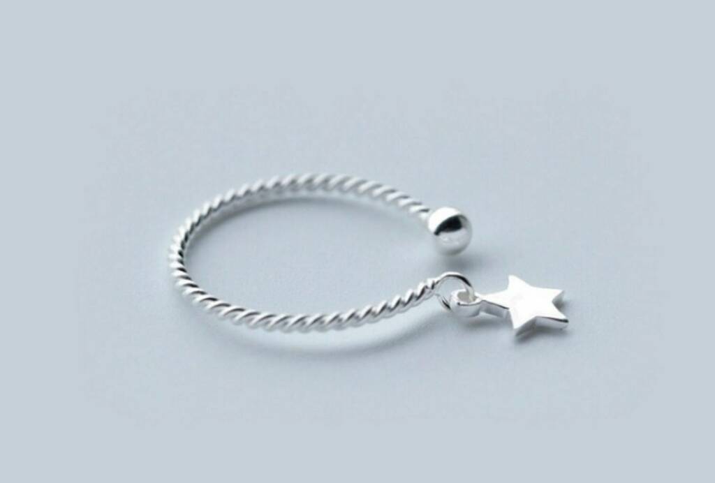 Sterling Silver Catch A Star Midi Ring, 1 of 4