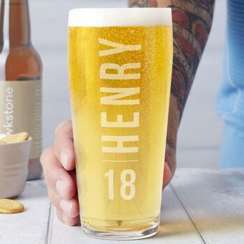Personalised 18th Birthday Name And Age Beer Glass, 3 of 7