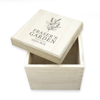 Personalised Gardener's Floral Bouquet Wooden Seed Box, 2 of 3
