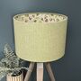 Floral Lined Lime Green Herringbone Tweed Lampshades, thumbnail 3 of 11