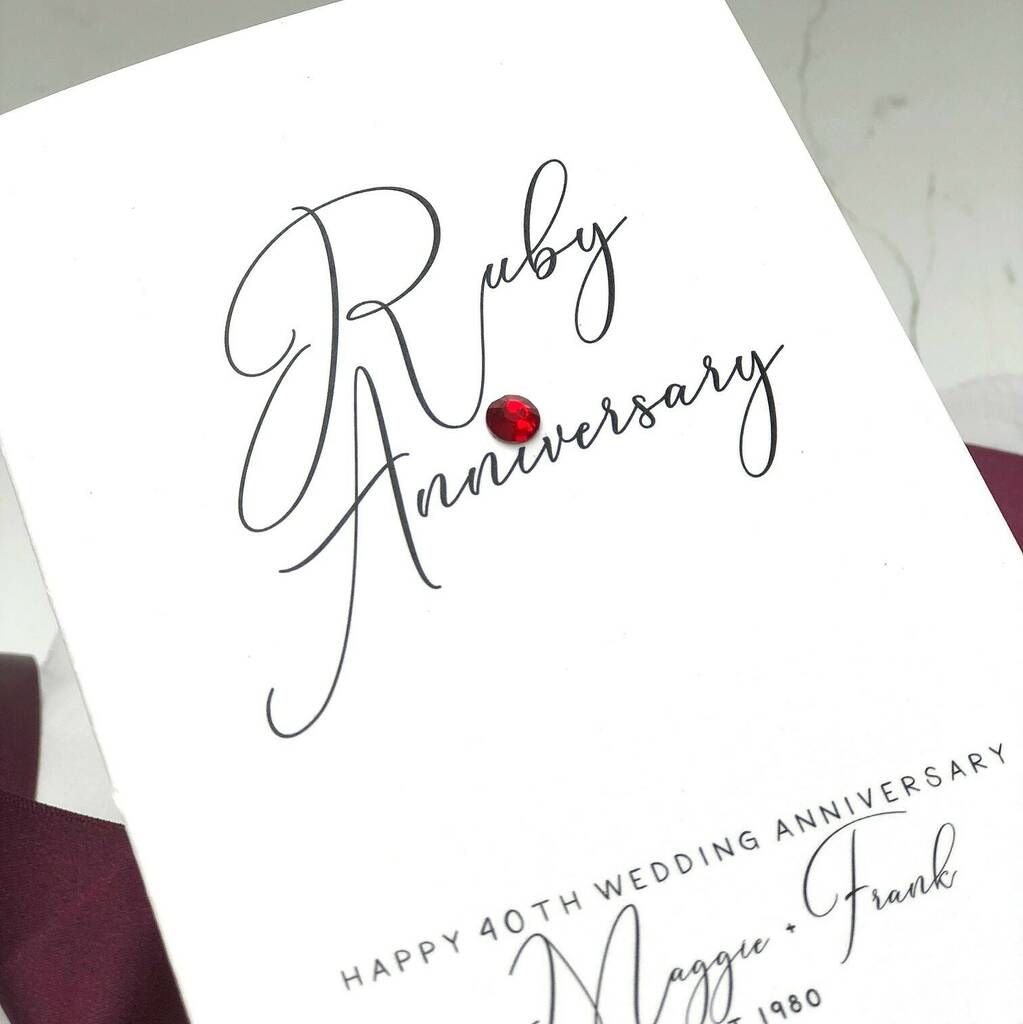 Image of 40th Ruby Jewel Personalised Anniversary Card