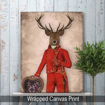 Deer In Red Jacket, Full, Art Print, Framed Or Unframed, 8 of 8