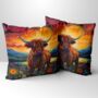 Highland Cow Hand Made Poly Linen Cushions, thumbnail 1 of 9