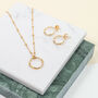 Ronda Round Circle Yellow Gold Plated Necklace, thumbnail 2 of 9