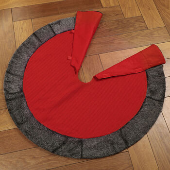 Nordic Red Knitted Christmas Tree Skirt, 4 of 7