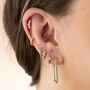 Turquoise Single Cartilage Hoop Earring, 7mm, thumbnail 2 of 5