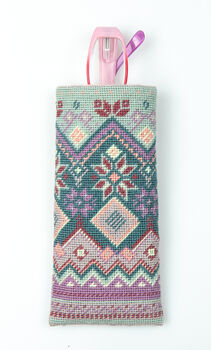 Fair Isle Glasses Case Tapestry Kit 100% British Wool, 3 of 4