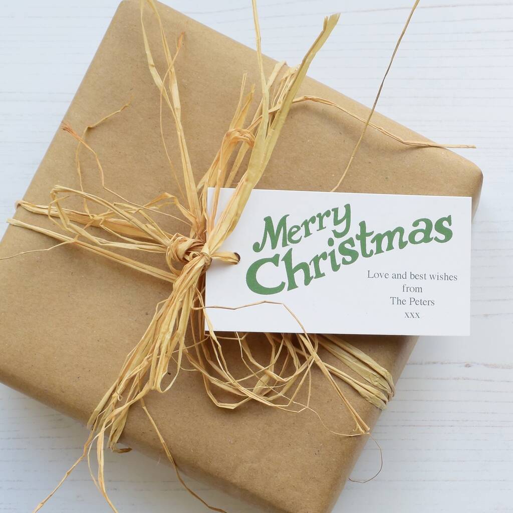 10 Personalised Merry Christmas Gift Tags, 1 of 4