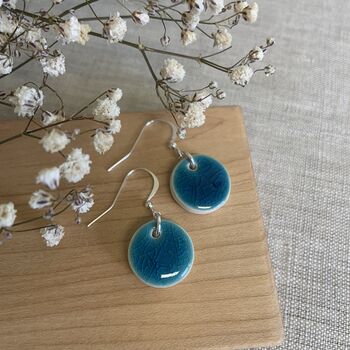 Handmade Turquoise Dot Earrings Silver Plated, 2 of 7