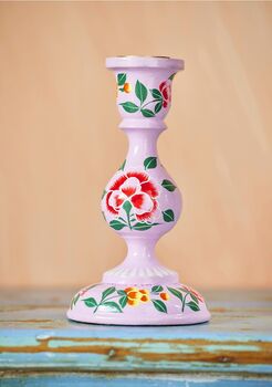 Large Hand Painted Kashmiri Candlestick, 3 of 5