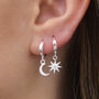 Silver Or Gold Moon And Stars Mini Hoop Earrings, thumbnail 1 of 6