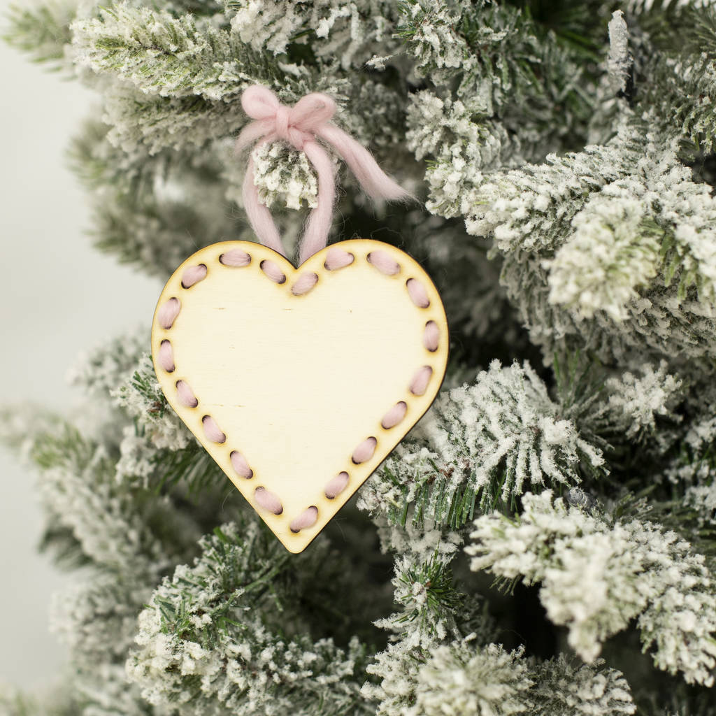 wooden heart christmas tree decoration craft kit by wool couture