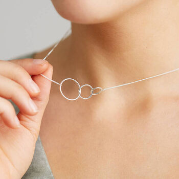 Sterling Silver Three Ring Infinity Necklace, 2 of 4