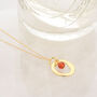 Halo Birthstone Necklace Carnelian July In Silver, thumbnail 5 of 6
