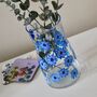 Blue Forget Me Not Painted Glass Vase, thumbnail 1 of 5