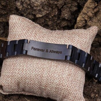 Engraved Ebony Wood Bracelet – Personalised Wooden Gift For Men And Women, 2 of 7