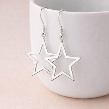 Large Sterling Silver Star Drop Statement Earrings – 20mm, 2 of 4