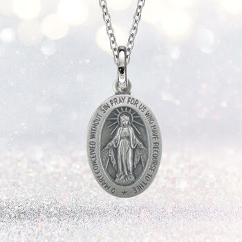 Personalised Oxidised Miraculous Medal Necklace, 4 of 12