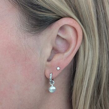 The Orb Moonstone June Birthstone Earrings, Silver, 2 of 5