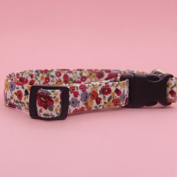 Poppy Floral Dog Collar, Bow And Lead Set, 5 of 12