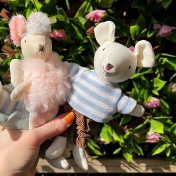 Little Linen Boy Mouse In Brown Trousers, 4 of 5