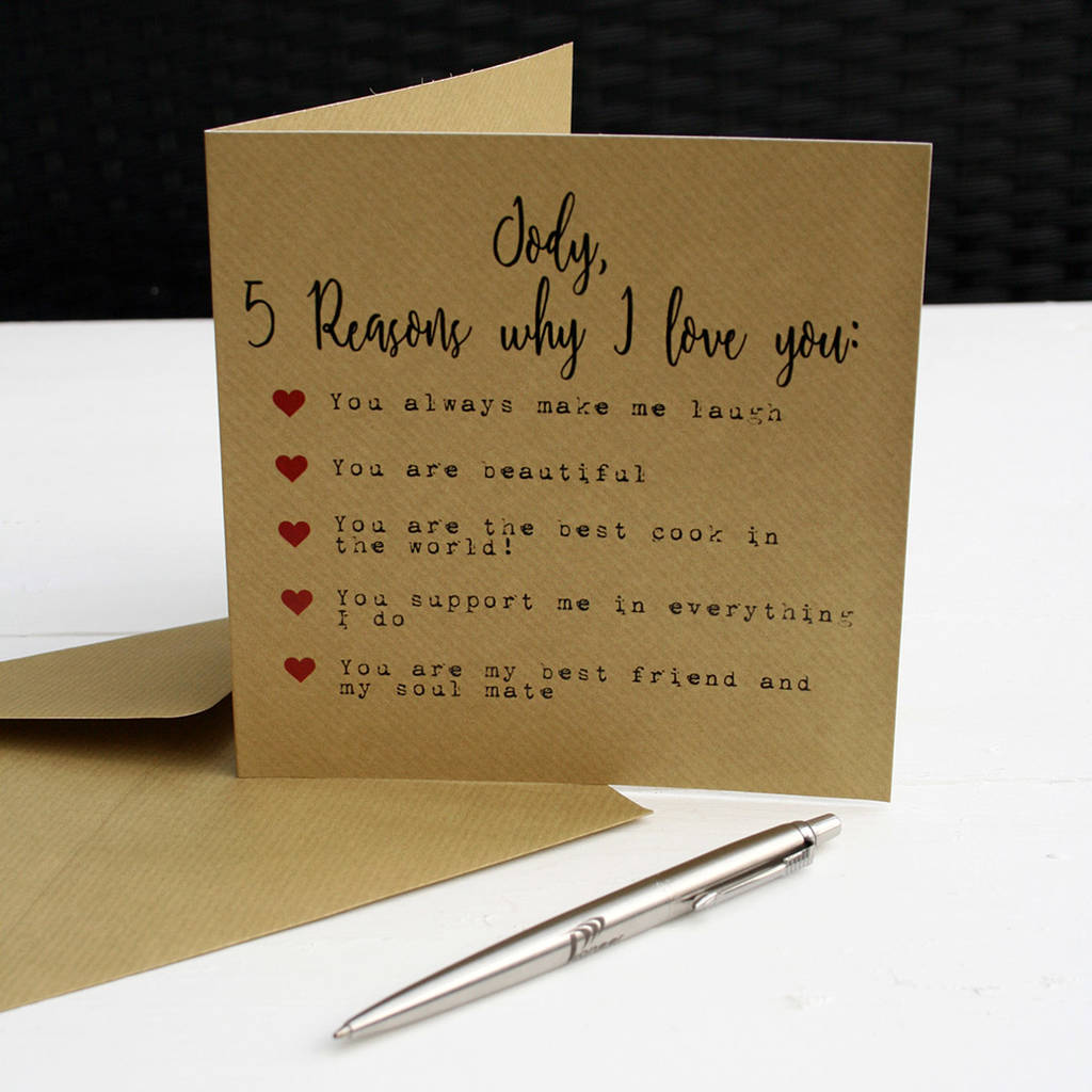 Five Reasons I Love You Valentine's Card By Juliet Reeves Designs ...