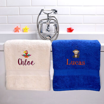 Personalised Parrot Children's Bath Towel, 2 of 11