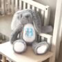 Personalised Baby Birth Boy Bunny Cushion, thumbnail 2 of 3