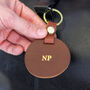 Personalised Leather Circle Keyring Gift For Her Home, thumbnail 2 of 6