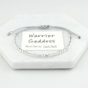 Sterling Silver 'Warrior Goddess' Morse Code Bracelet, 2 of 5