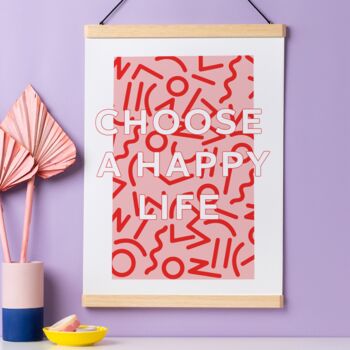 Motivational 'Choose A Happy Life' Typography Print, 2 of 7