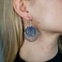 Blue Enamel Asian Indian Boho Danglers Earrings, thumbnail 1 of 8