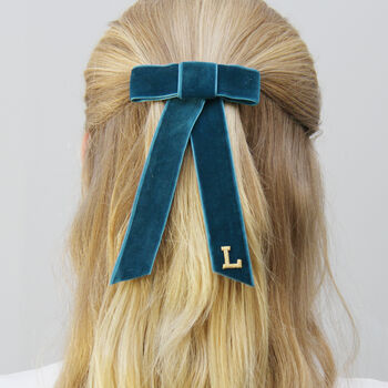 Monongrammed Velvet Hair Bow, 7 of 8