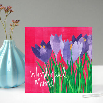 Pink Crocus Mother's Day Card, 3 of 8