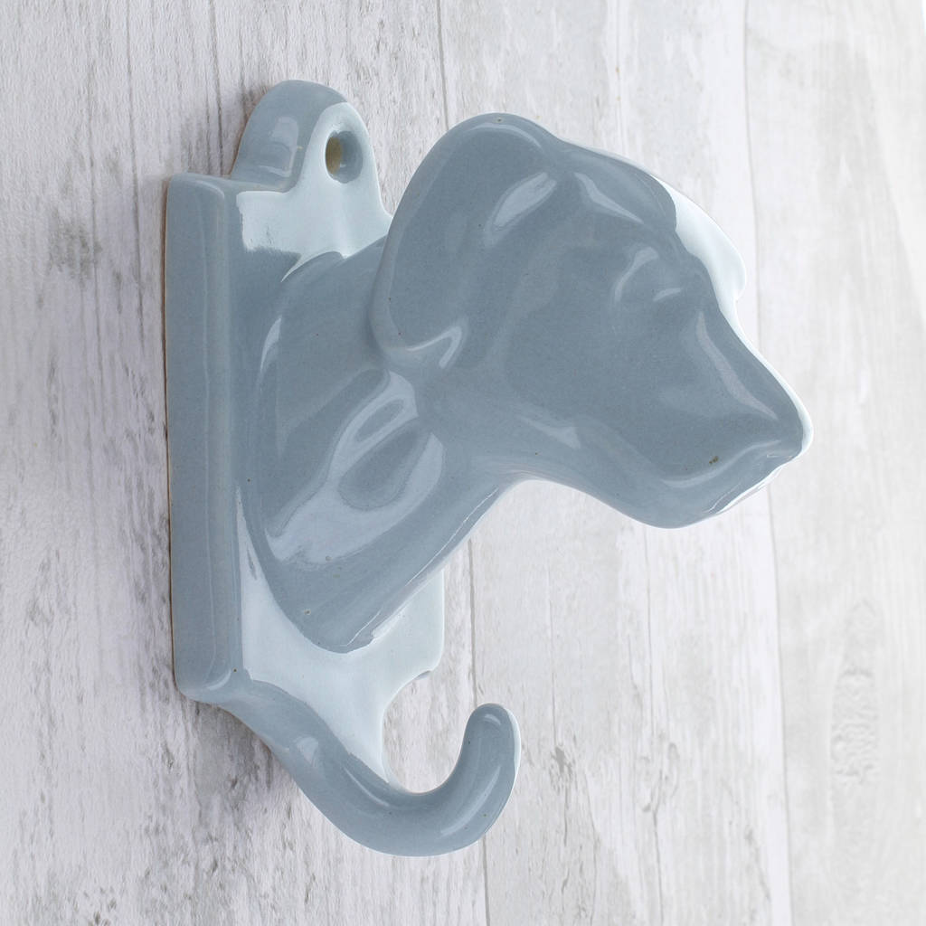 Dog, Horse And Rhino White, Grey Ceramic Wall Coat Hook, 1 of 7
