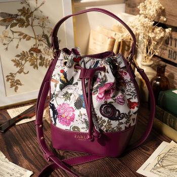 Floral Engravings Plum Bucket Bag, 2 of 7