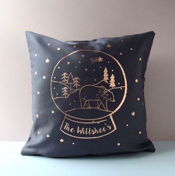Personalised Snow Globe Christmas Cushion, 2 of 2