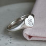 Silver Handprint Or Footprint Heart Signet Ring For Her, thumbnail 2 of 4