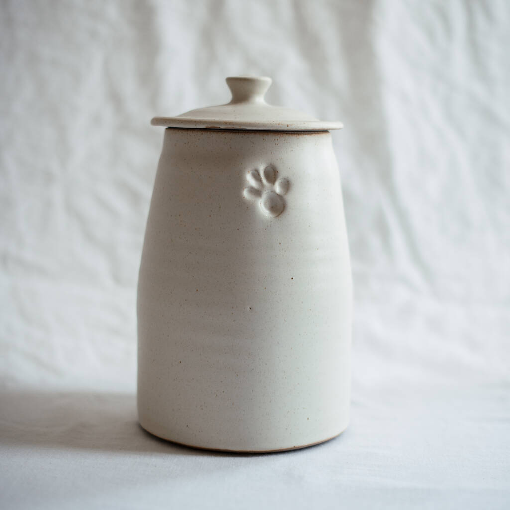 Hand Thrown Pottery Dog Treat Jar In Sand Glaze By The Dandy Dog
