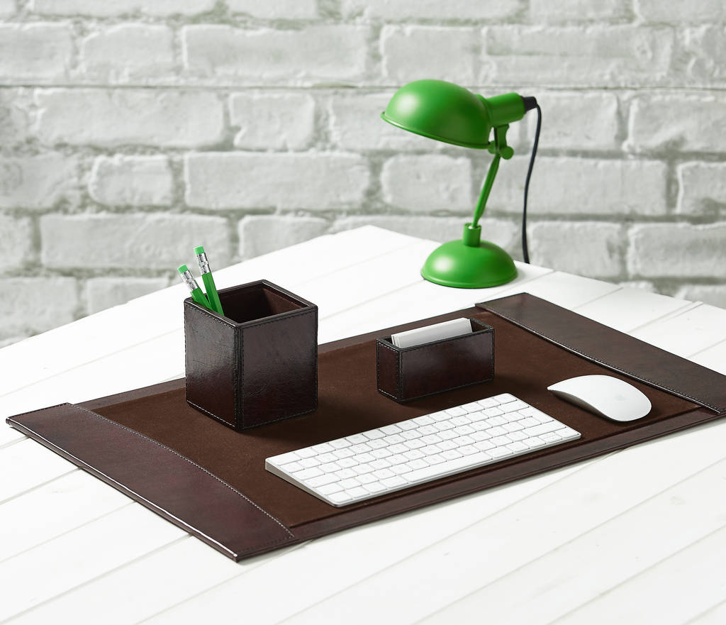 Personalised Suffolk Leather Desk Set Two Colours By Ginger Rose
