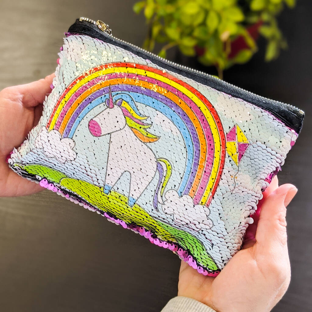Personalised Unicorn And Mermaid Sequin Pencil Case, 1 of 8