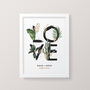 'Love' Tropical Botanical Houseplant Print Personalised, thumbnail 1 of 4