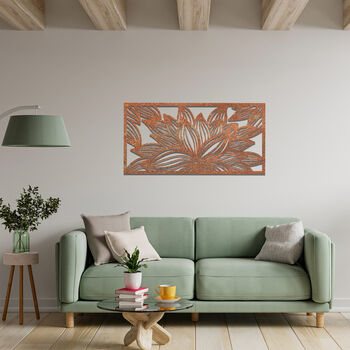 Metal Flower Pattern Wall Art In Rectangular Frame, 8 of 12